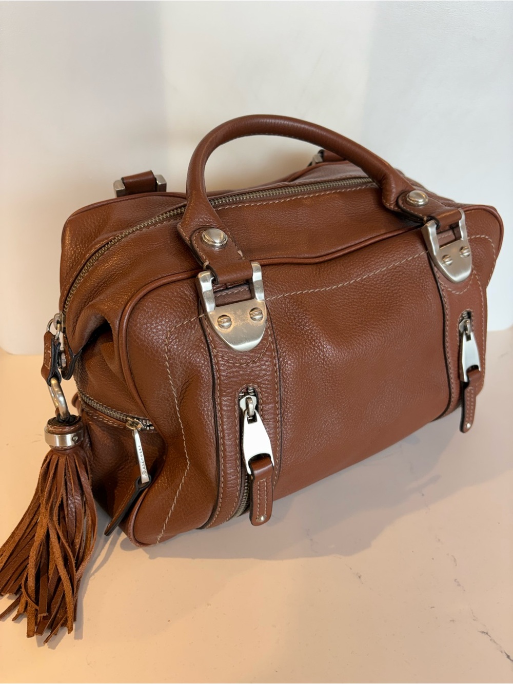 b. makowsky Brown Leather Handbag